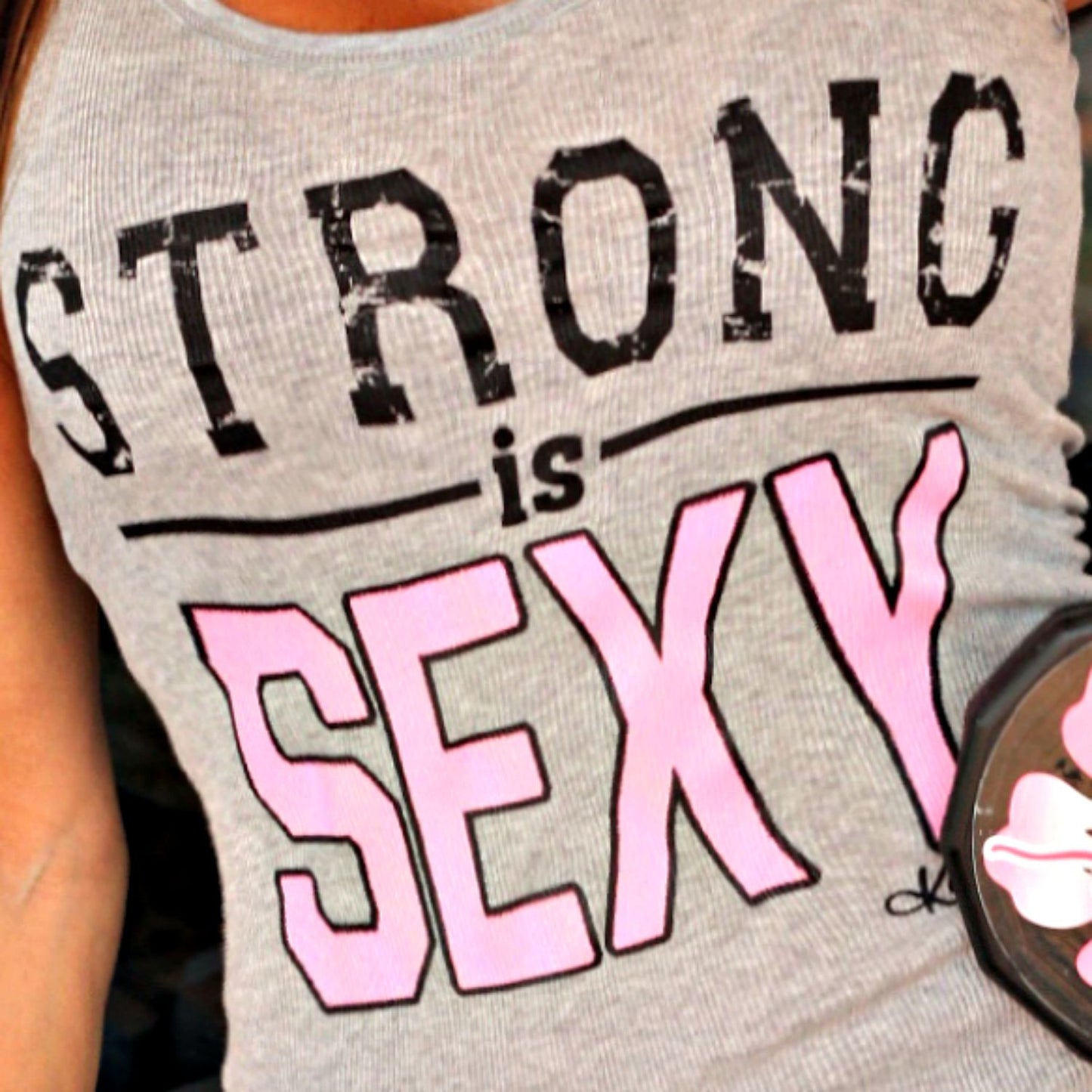 STRONG IS SEXY Tank Top: Heather Gray - Kiana Fitness Shop - 2