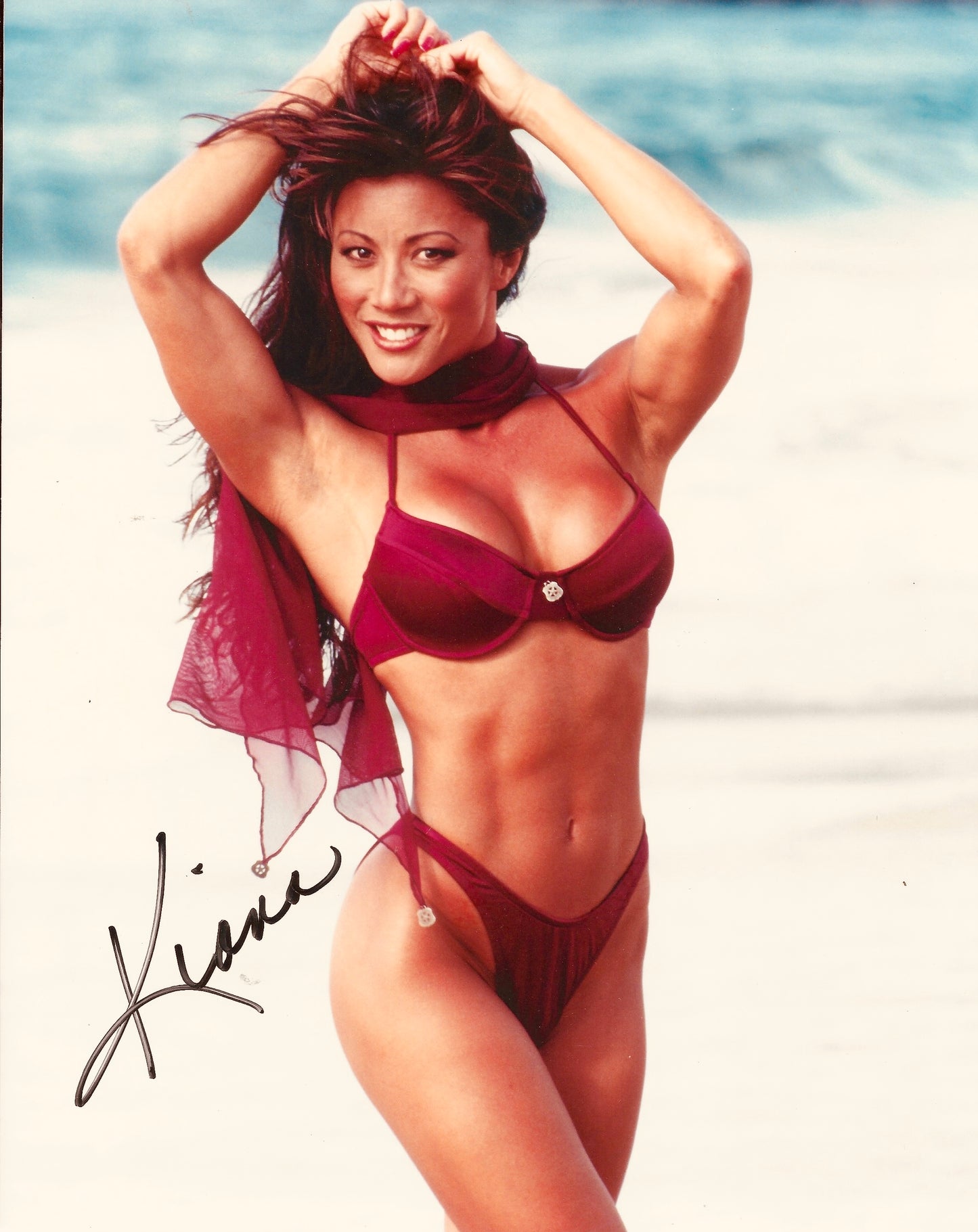 Kiana Signed Glossy Photo – 8x10 Burgundy Swimsuit (Limited Edition)