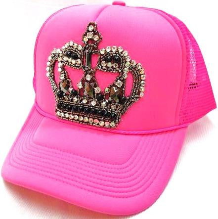 Neon Bling Crown Hat - Hot Pink - Kiana Fitness Shop