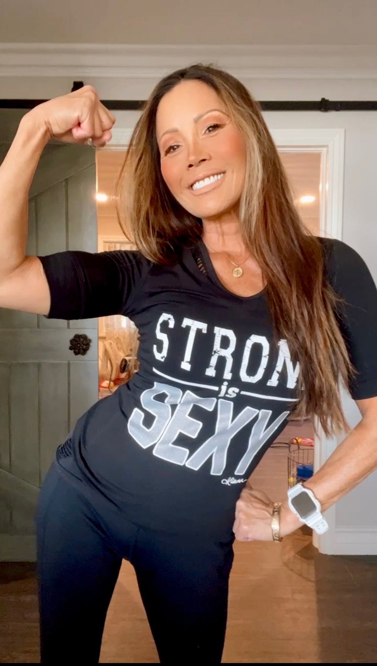 STRONG IS SEXY BODY CON T-SHIRT BLACK